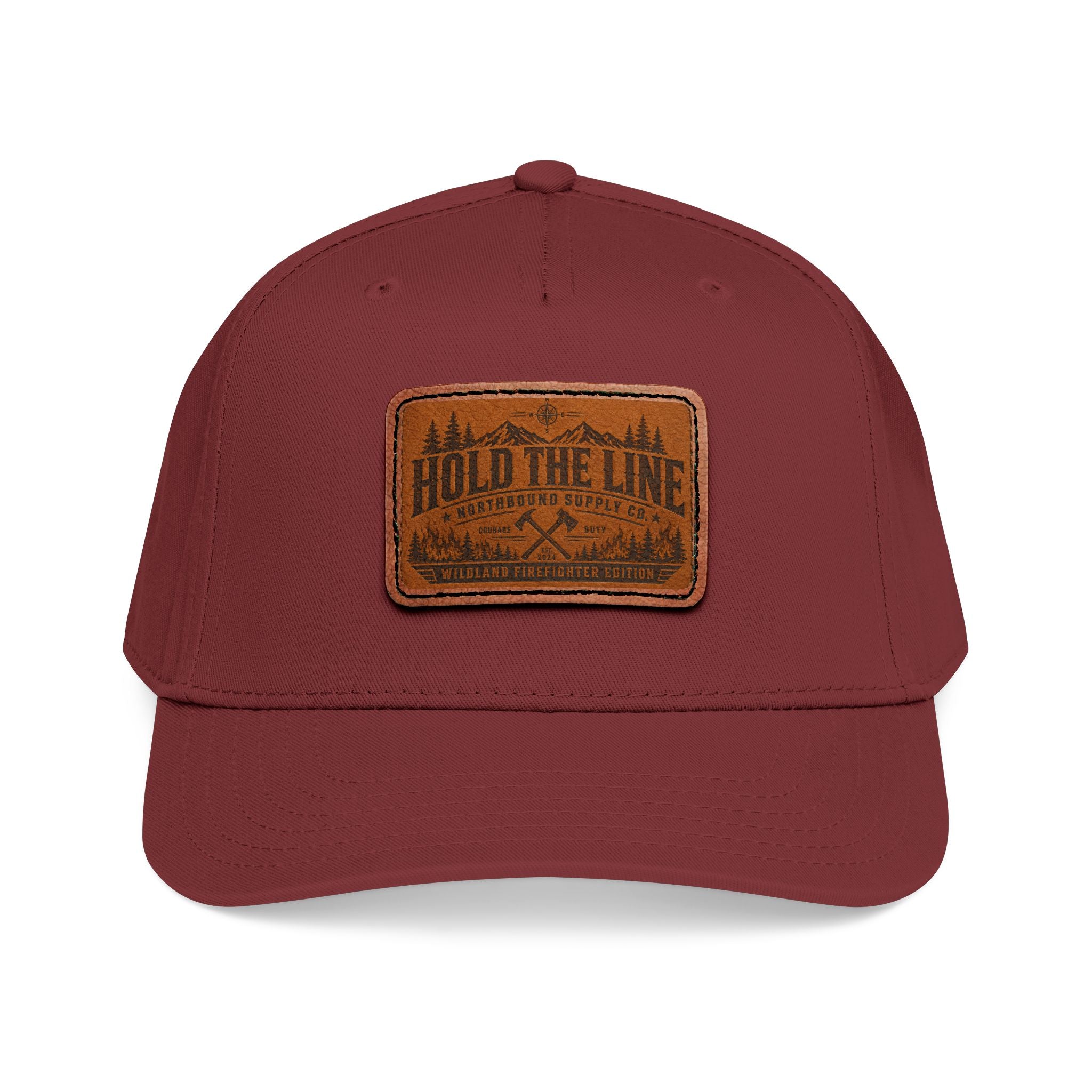 Leather Patch Baseball Cap — 'Hold the Line' Outdoor Trucker Hat