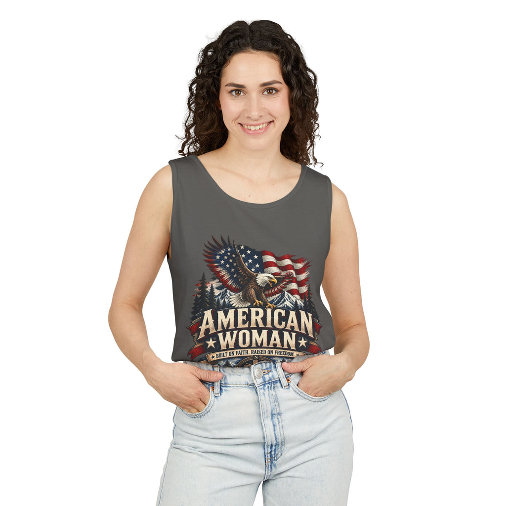 WG-006 American Woman Tank Top — Northbound Supply Co. Patriotic Eagle Flag Graphic