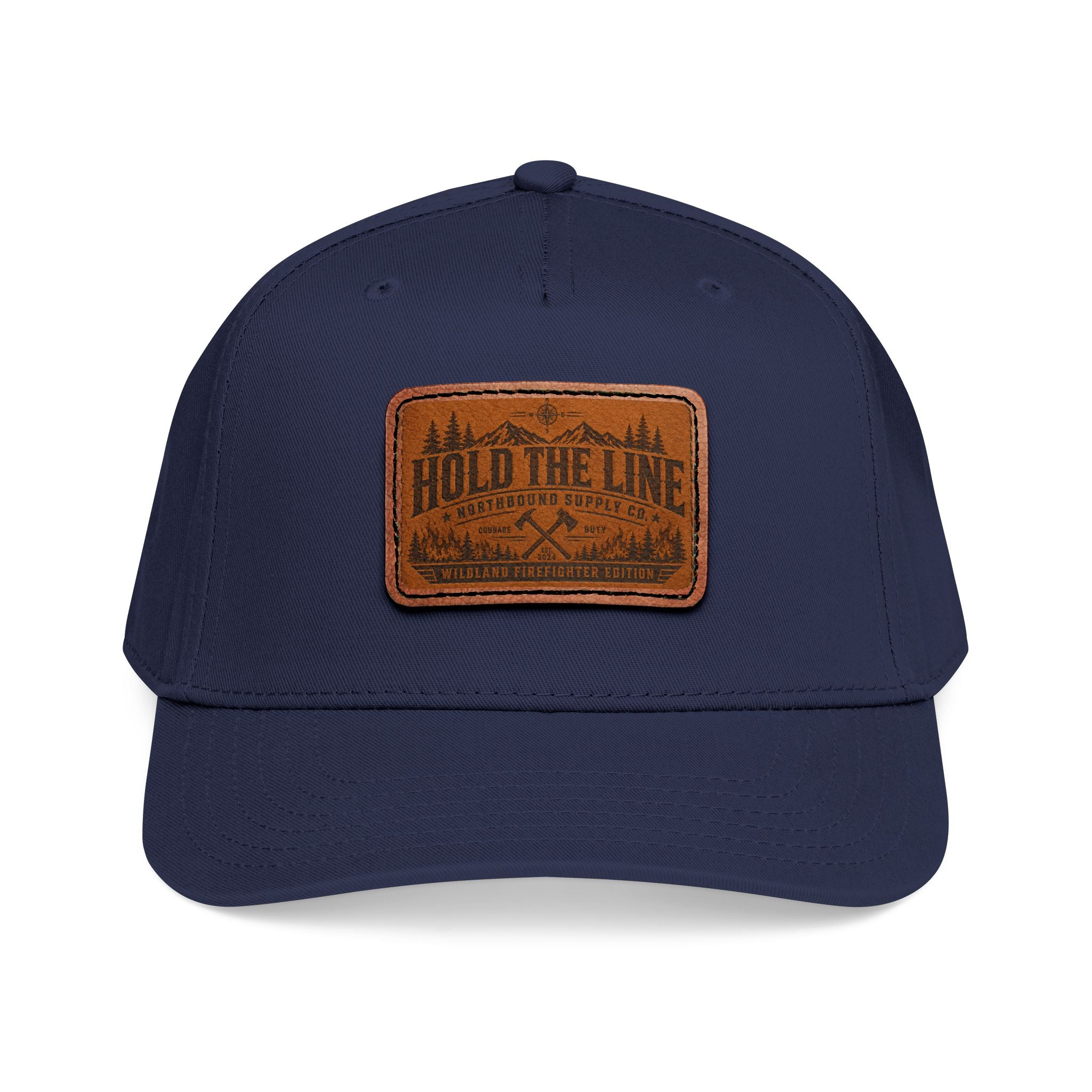 Leather Patch Baseball Cap — 'Hold the Line' Outdoor Trucker Hat