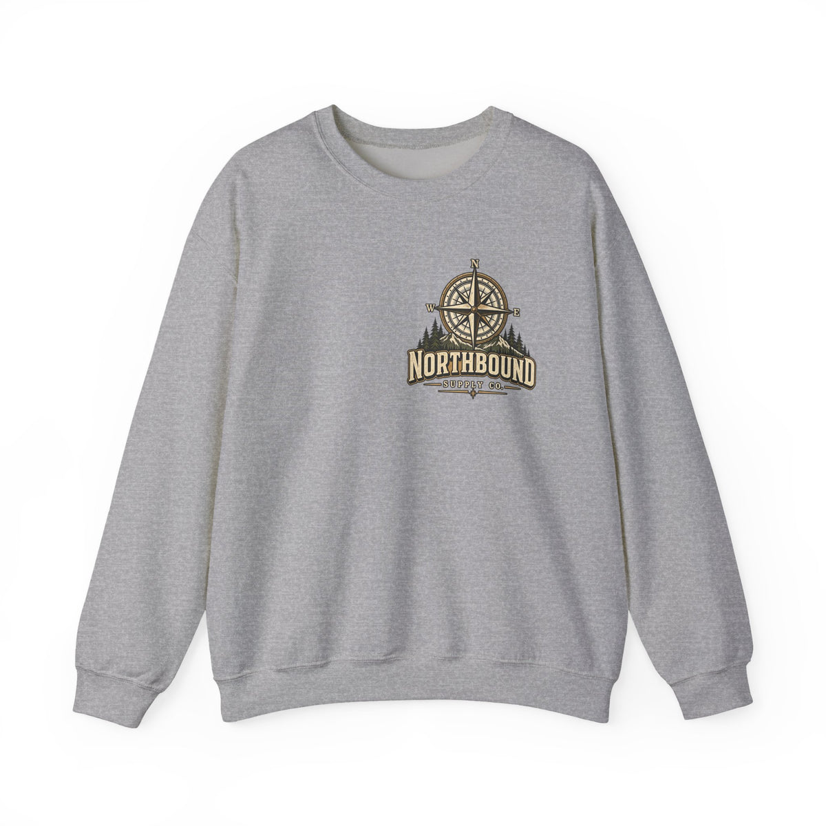 Crewneck Sweatshirt - Northbound Supply Co. 'Built Different' Outdoor Adventure Graphic
