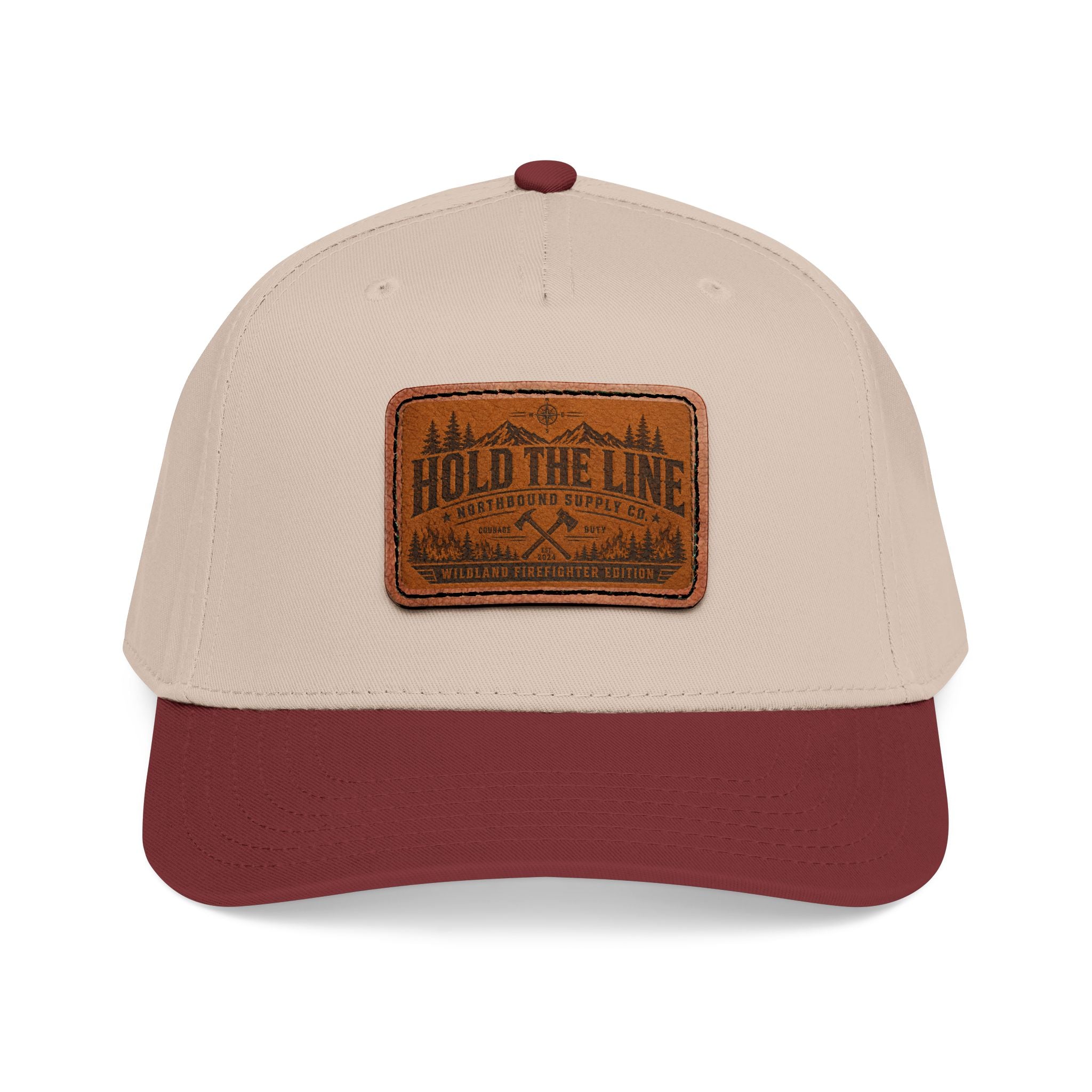 Leather Patch Baseball Cap — 'Hold the Line' Outdoor Trucker Hat