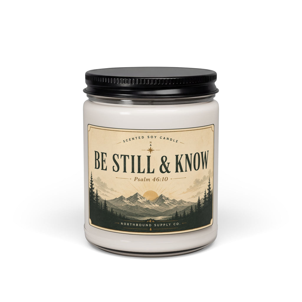 C-001 Be Still & Know Soy Candle — 9oz Inspirational Mountain Scented Candle