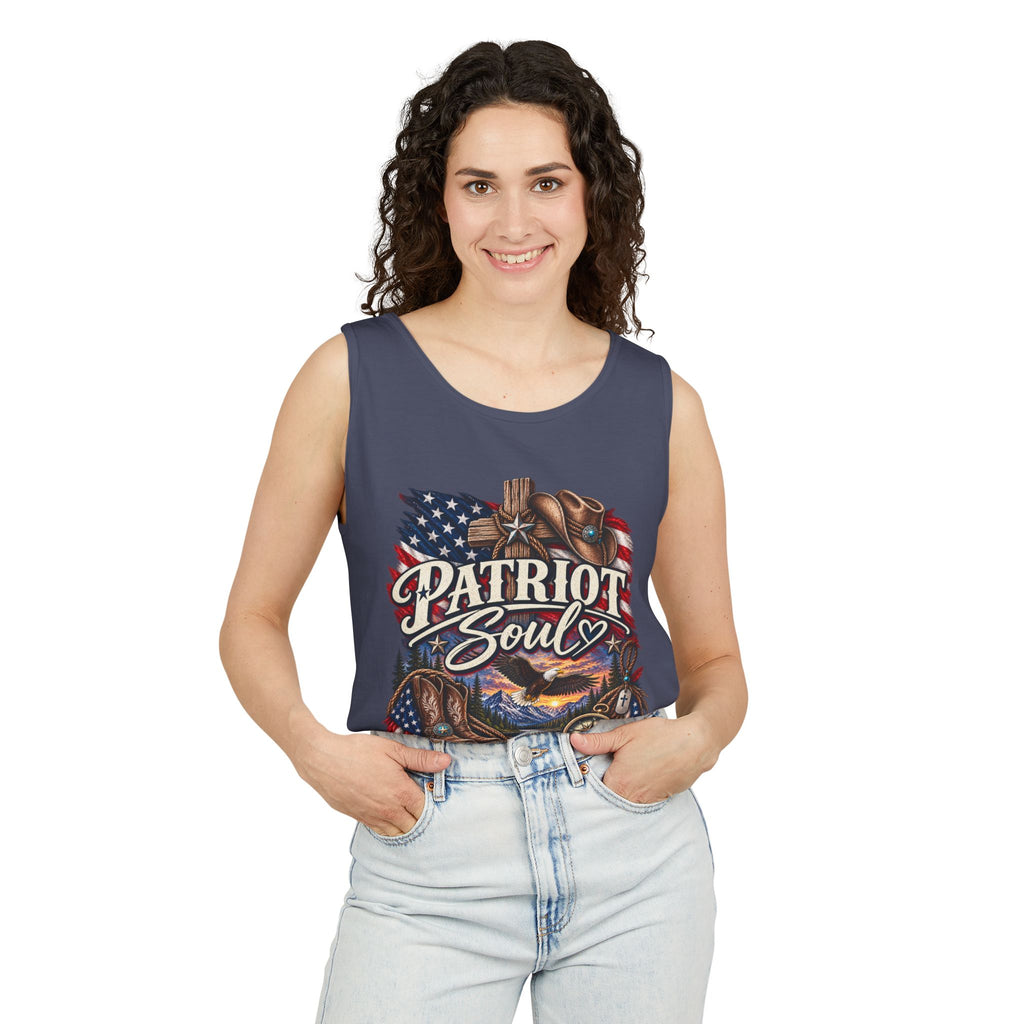 WG-009 Patriot Soul Tank Top —Northbound Supply Co. American Flag Eagle Motorcycle Vintage Graphic