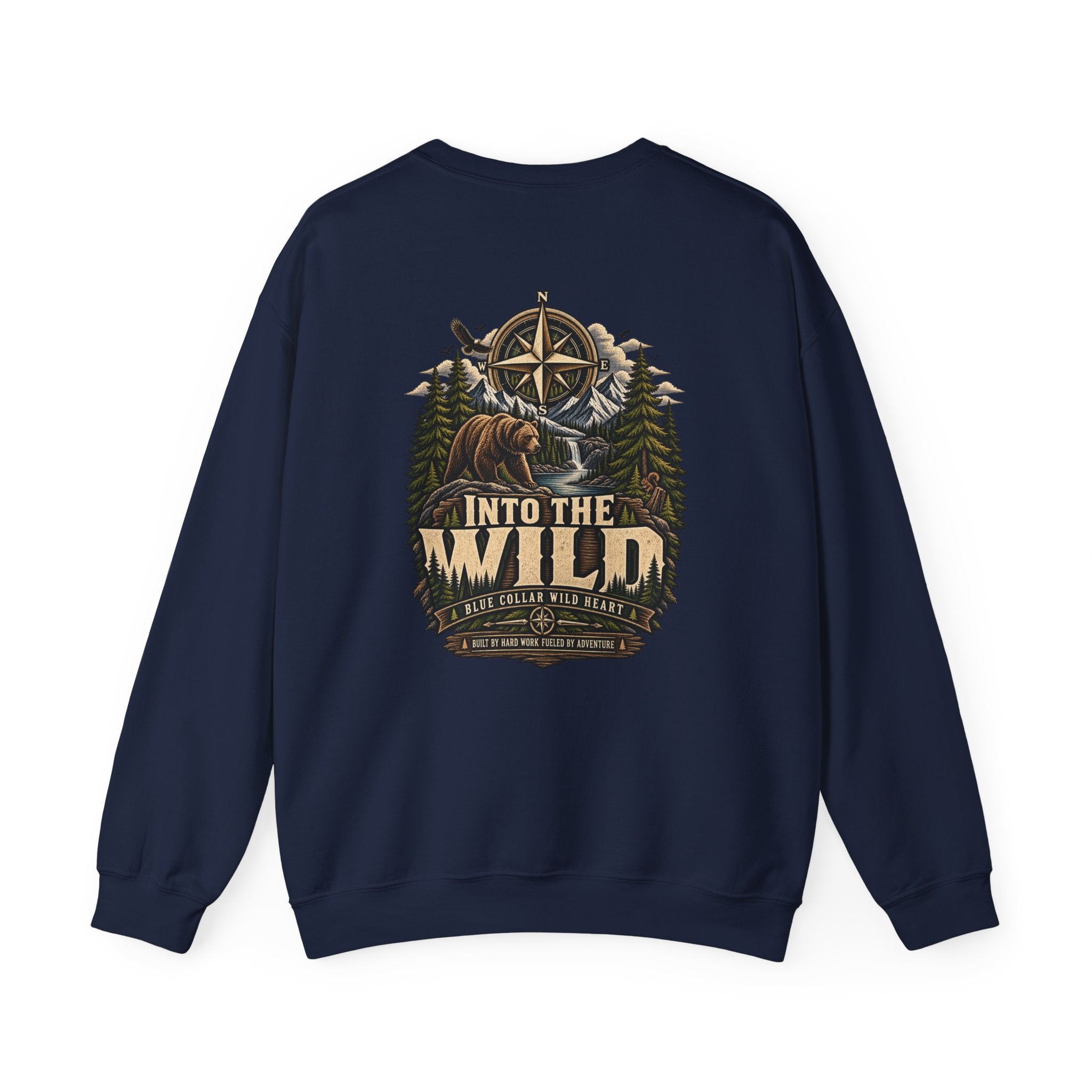 NS-005 Into The Wild Crewneck Sweatshirt — 'Northbound' Supply Co.  Adventure Compass Design