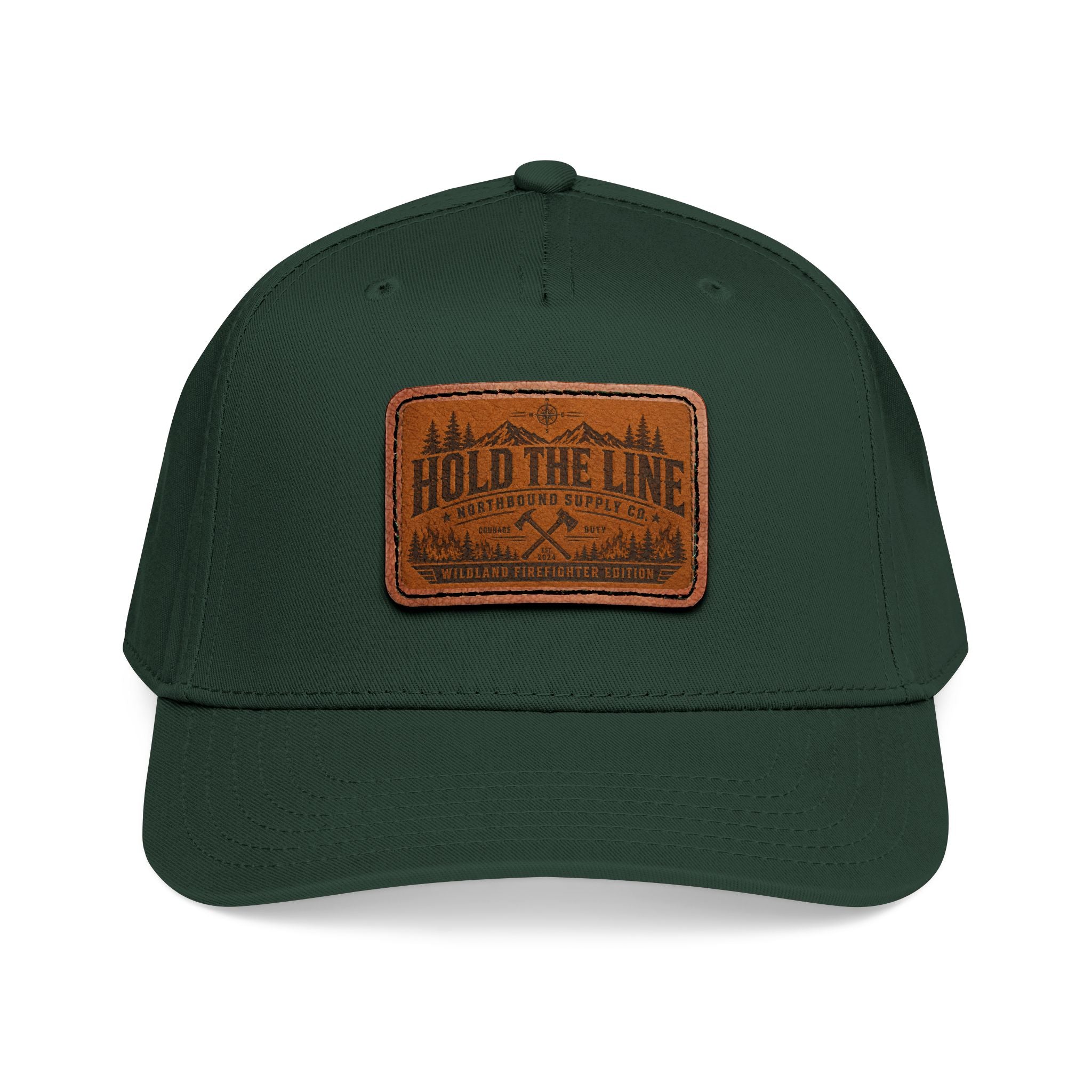 Leather Patch Baseball Cap — 'Hold the Line' Outdoor Trucker Hat