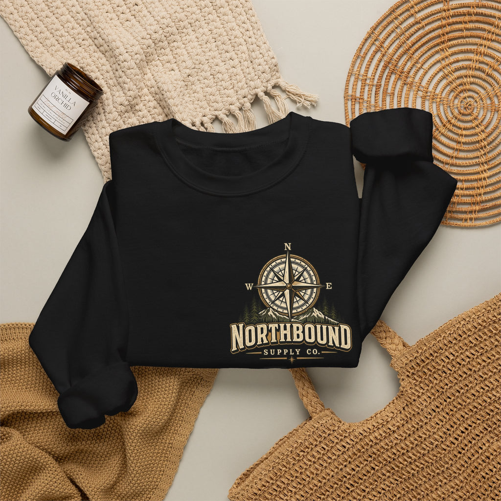 NS-003 Crewneck Sweatshirt - Northbound Supply Co. 'Built Different' Outdoor Adventure Graphic