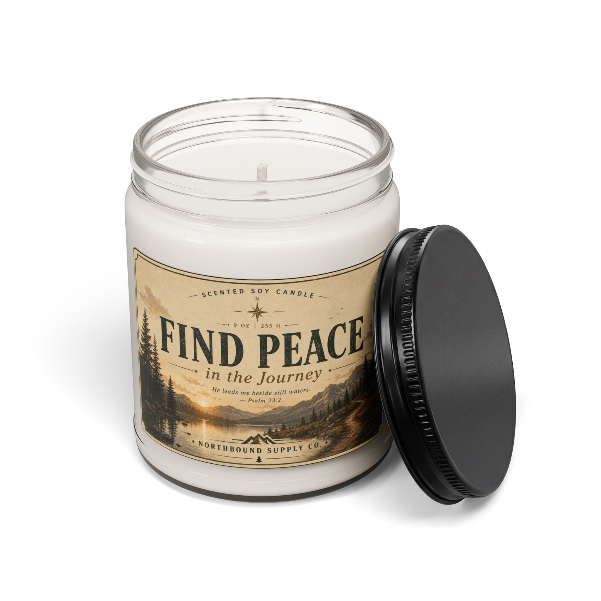 C-003 Find Peace Soy Candle — 9oz Scented Jar (Find Peace in the Journey)