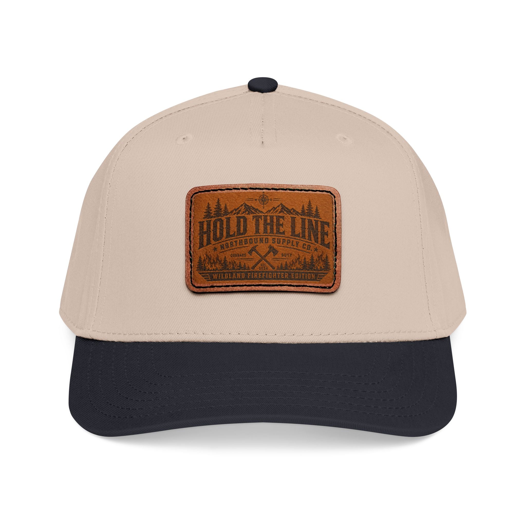 Leather Patch Baseball Cap — 'Hold the Line' Outdoor Trucker Hat