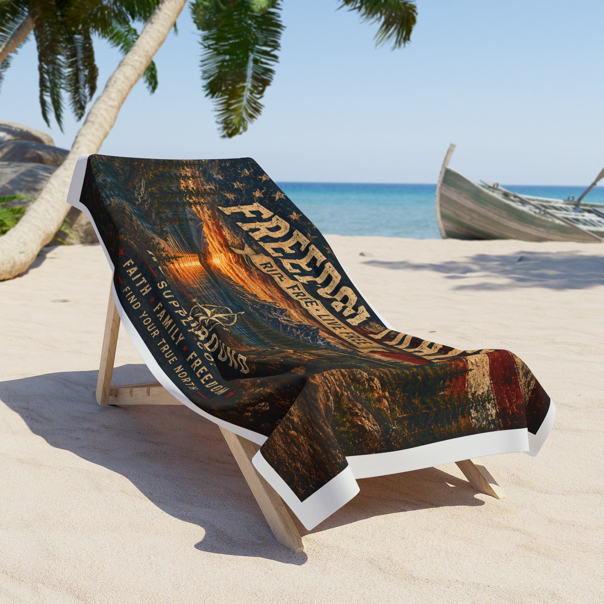 BT-003 Freedom Trail Beach Towel – Northbound 'Ride Free • Live Free'