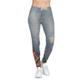 Patriotic Denim Stars Leggings — American Flag Bandana Print