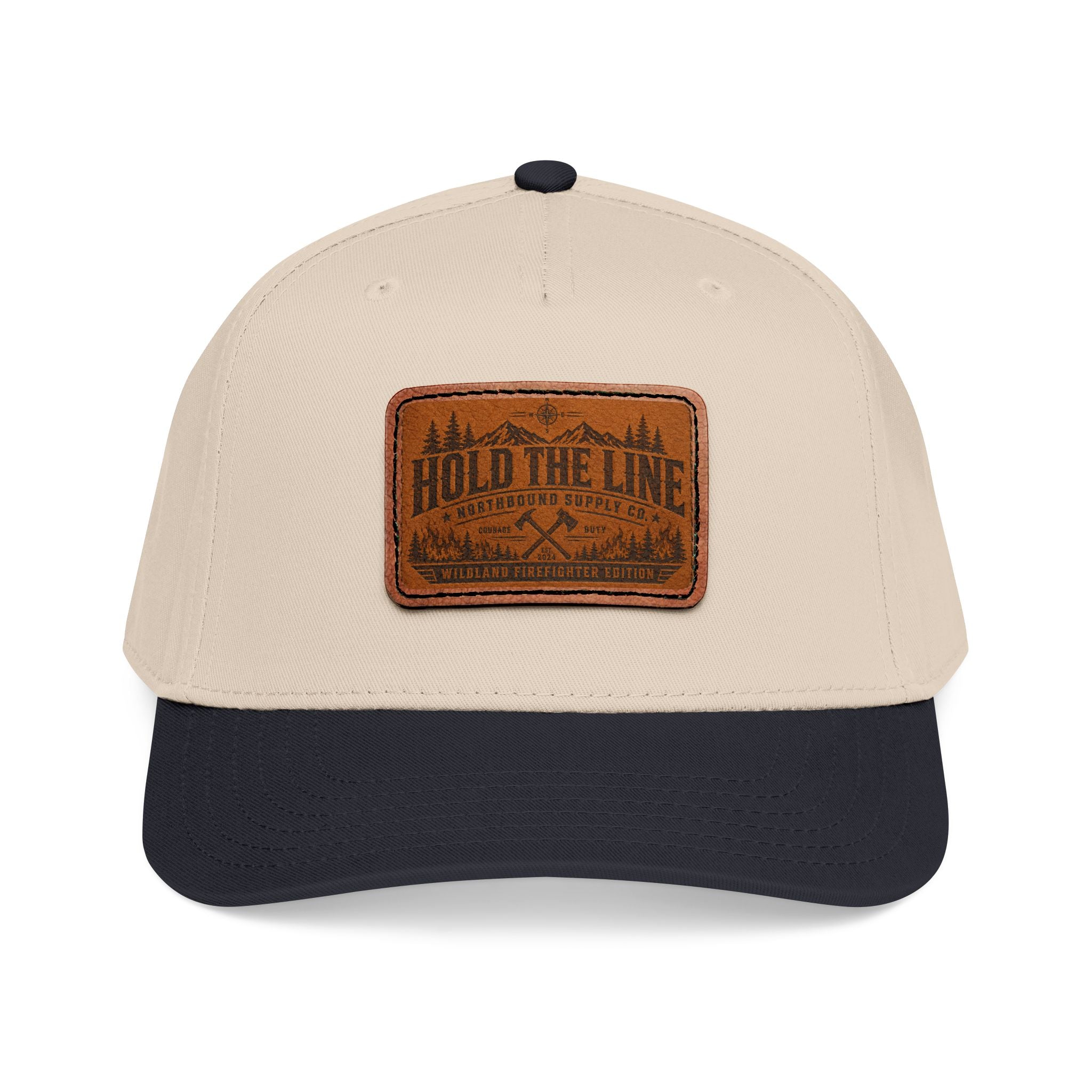 Leather Patch Baseball Cap — 'Hold the Line' Outdoor Trucker Hat
