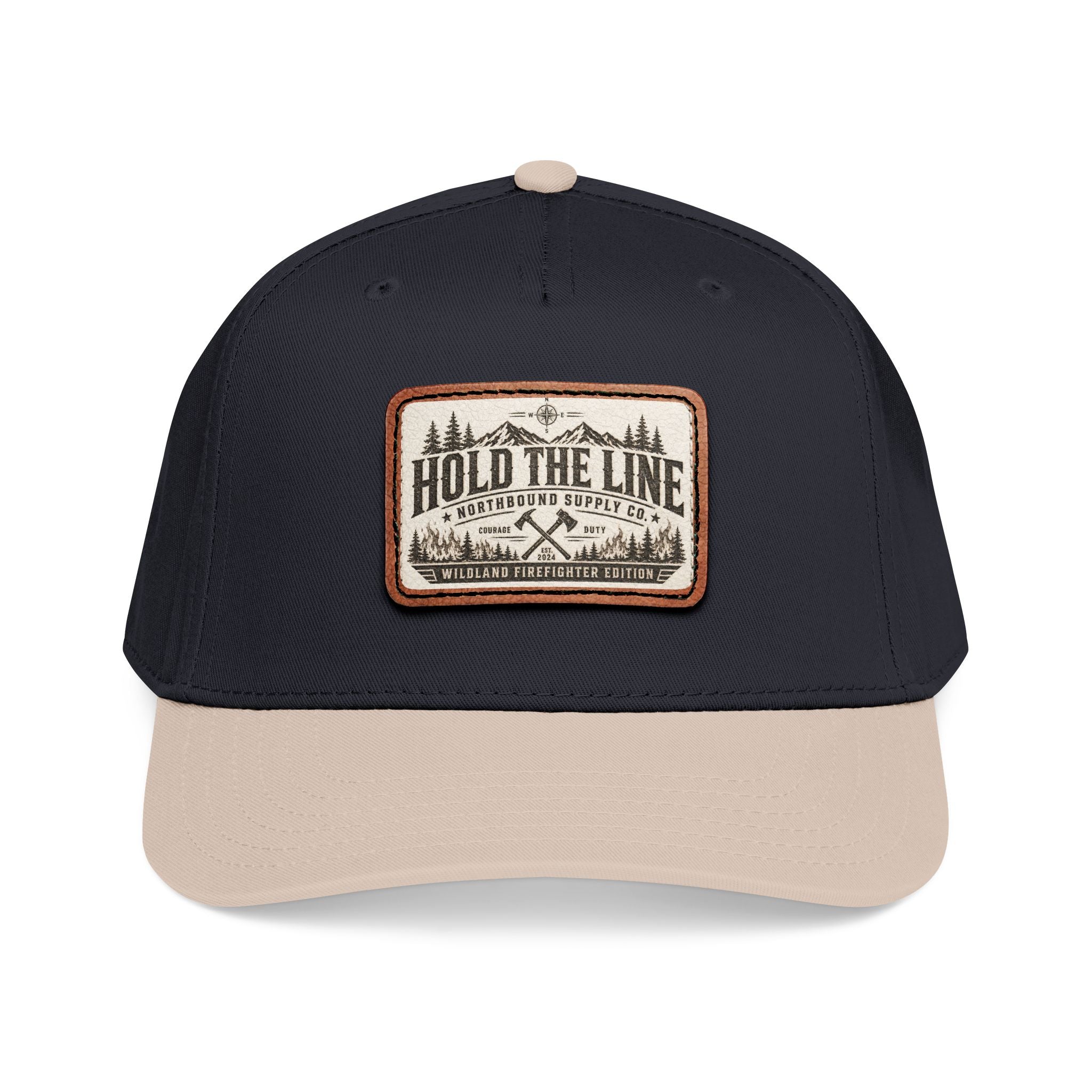 HP-004.5 Hold The Line Leather Patch Baseball Cap — Outdoorsy Vintage Trucker Hat