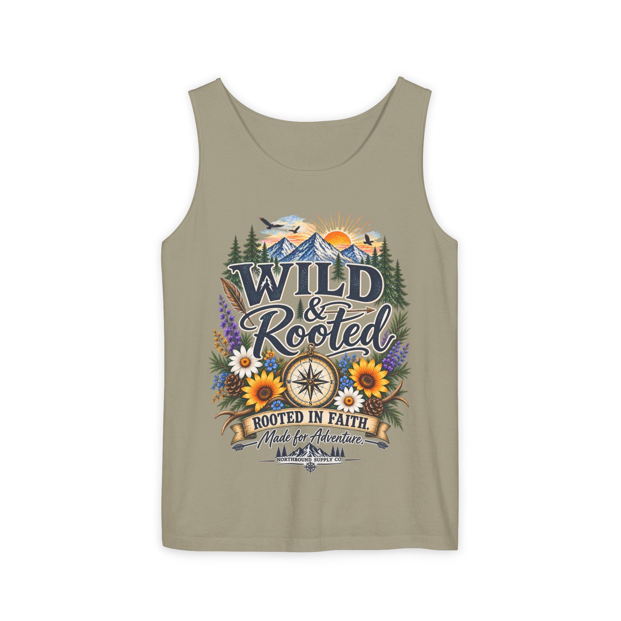 WG-002 Wild & Rooted Tank Top —Northbound Supply Co.'Wild & Rooted: Rooted in Faith' Adventure Graphic Tank