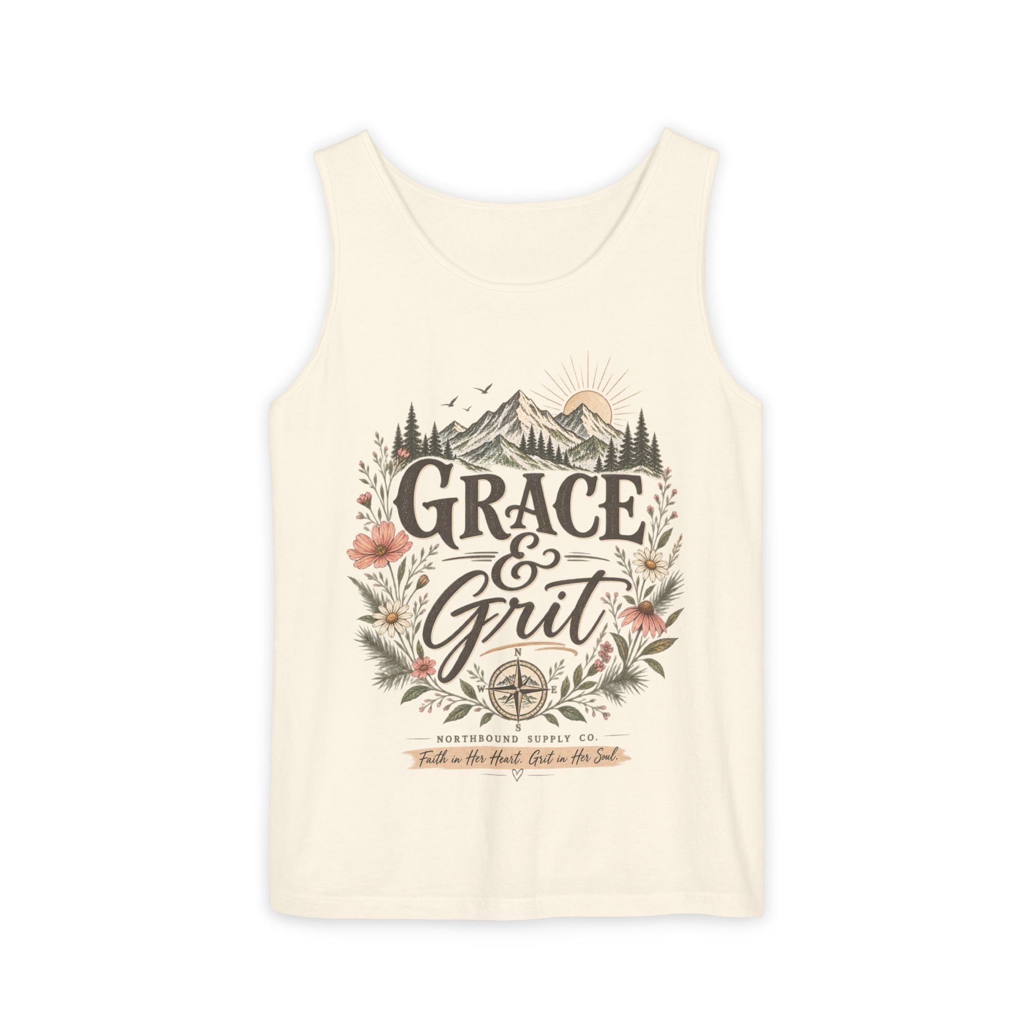 WG-001 Grace & Grit Tank Top —Northbound Supply Co.Inspirational Mountain Adventure Graphic Tank