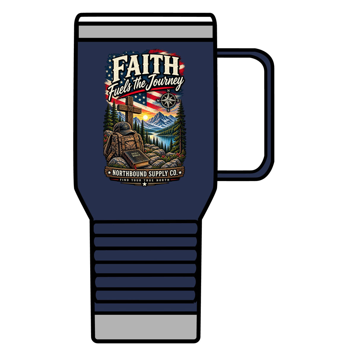 Travel Mug — Northbound Supply"Faith Fuels the Journey" & Patriotic Eagle 20oz Insulated Tumbler