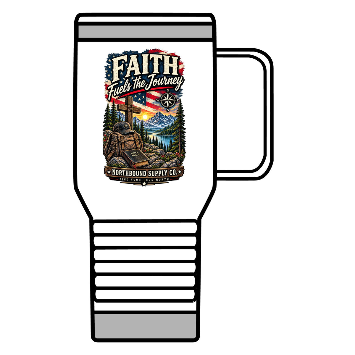 Travel Mug — Northbound Supply"Faith Fuels the Journey" & Patriotic Eagle 20oz Insulated Tumbler