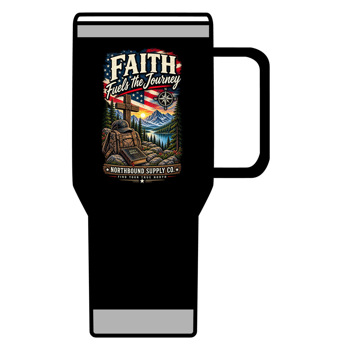 Travel Mug — Northbound Supply"Faith Fuels the Journey" & Patriotic Eagle 20oz Insulated Tumbler