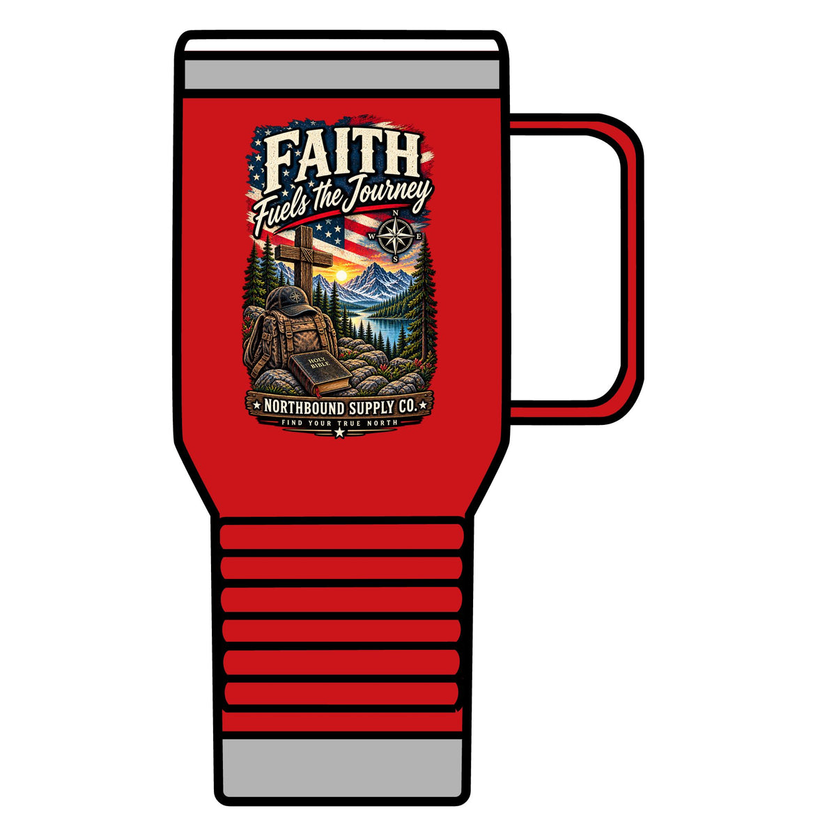 Travel Mug — Northbound Supply"Faith Fuels the Journey" & Patriotic Eagle 20oz Insulated Tumbler