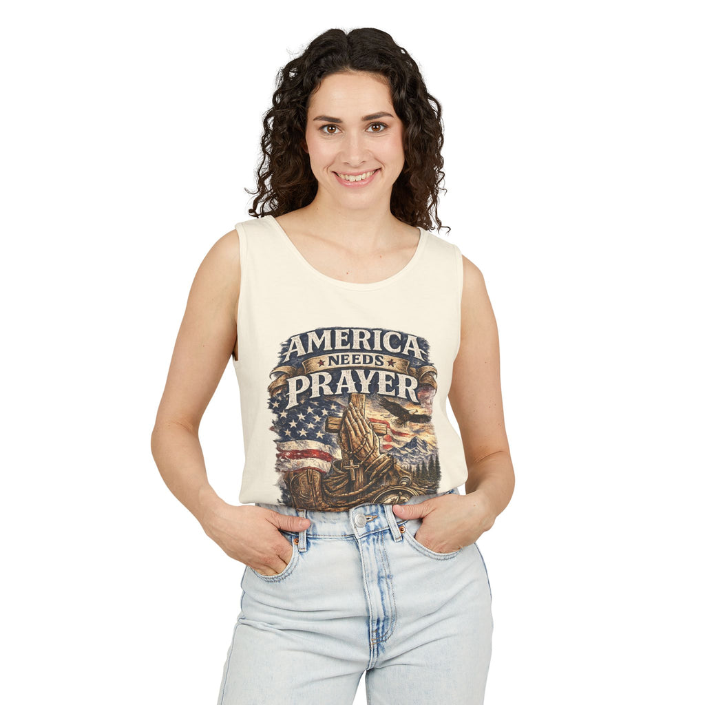 WG-010 America Needs Prayer Tank Top —Northbound Supply Co. Patriotic Faith & Freedom Sleeveless Tee
