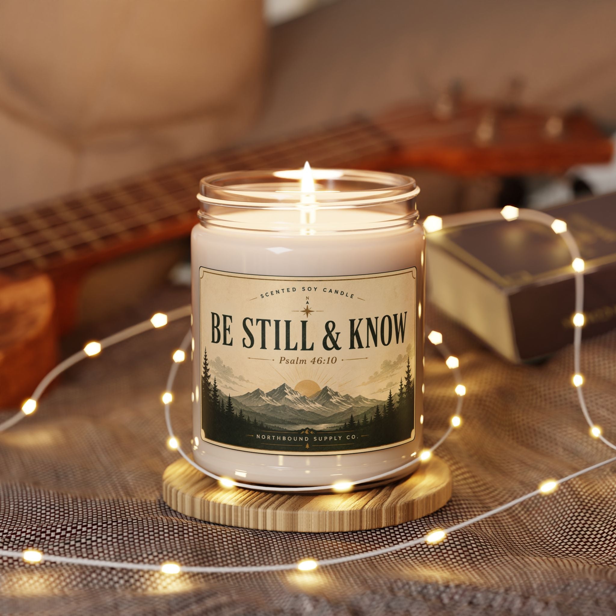 C-001 Be Still & Know Soy Candle — 9oz Inspirational Mountain Scented Candle