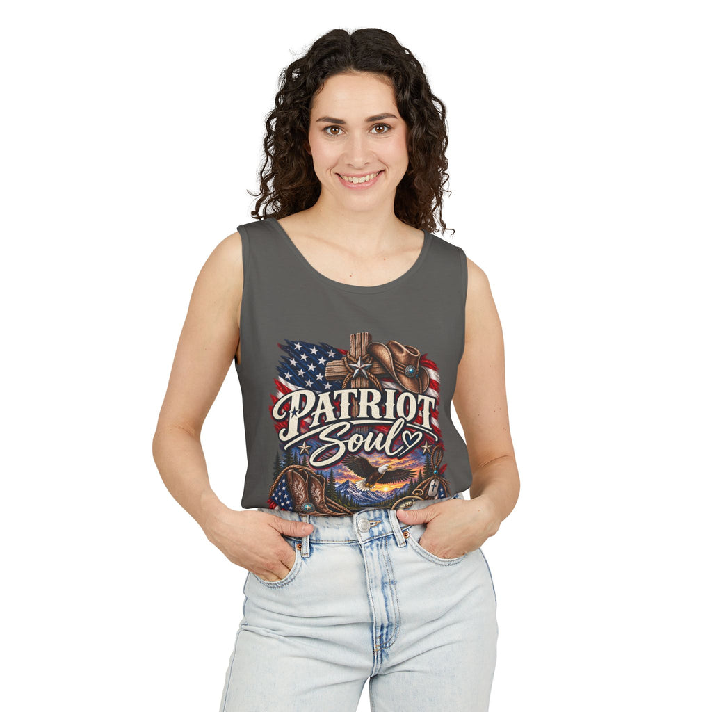 WG-009 Patriot Soul Tank Top —Northbound Supply Co. American Flag Eagle Motorcycle Vintage Graphic