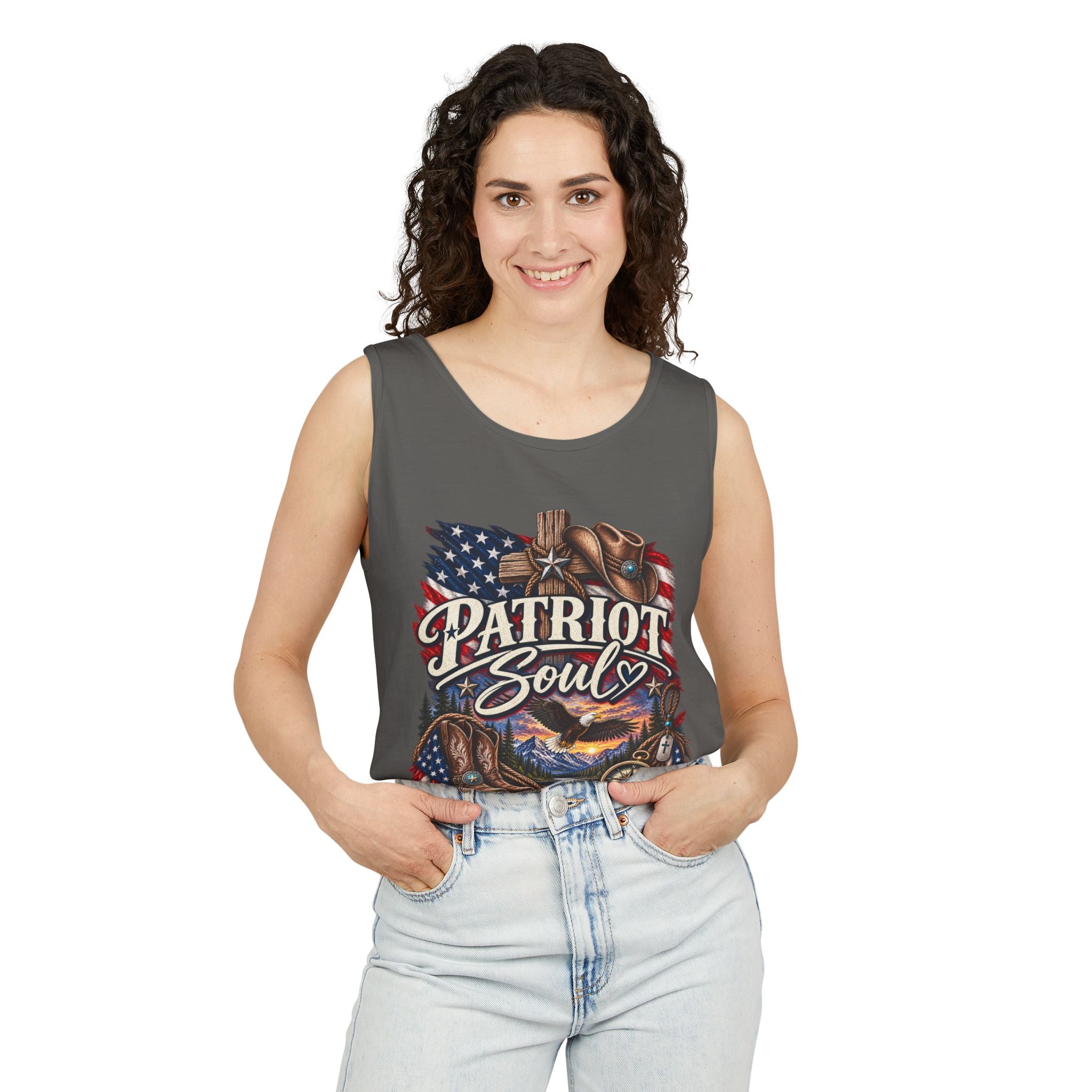 WG-009 Patriot Soul Tank Top —Northbound Supply Co. American Flag Eagle Motorcycle Vintage Graphic