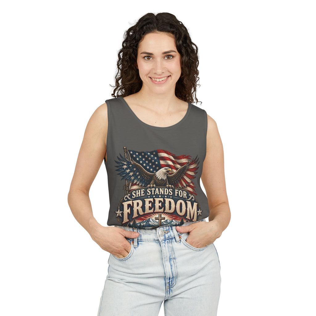 WG-005 Freedom Eagle Tank Top — Northbound Supply Co."She Stands for Freedom" Patriotic American Flag Tank